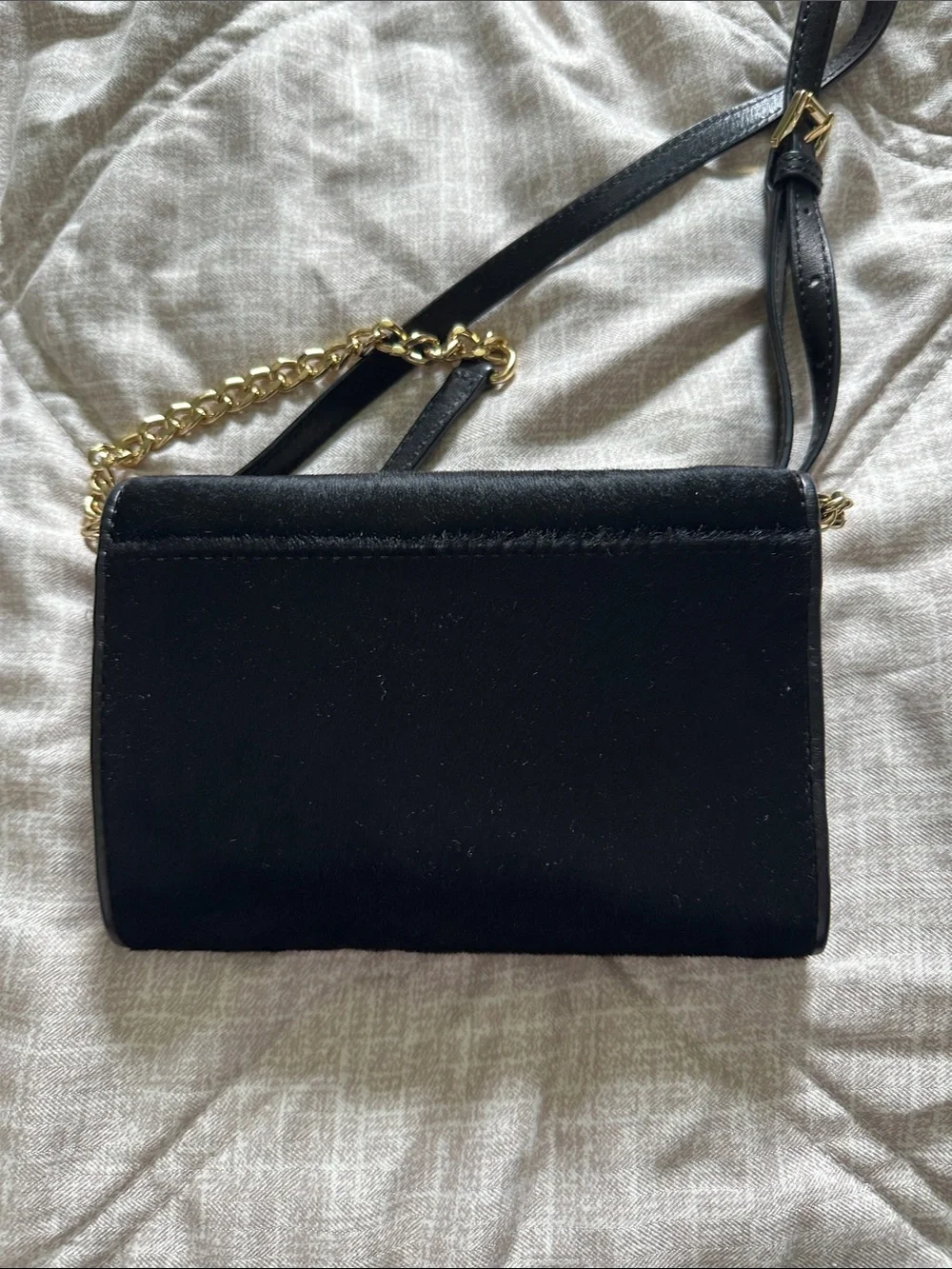 Michael Kors Black Crossbody with Gold Chain Accent